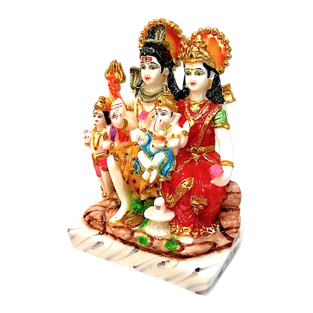Lord Shiva family, colorful marble dust,  8 inches