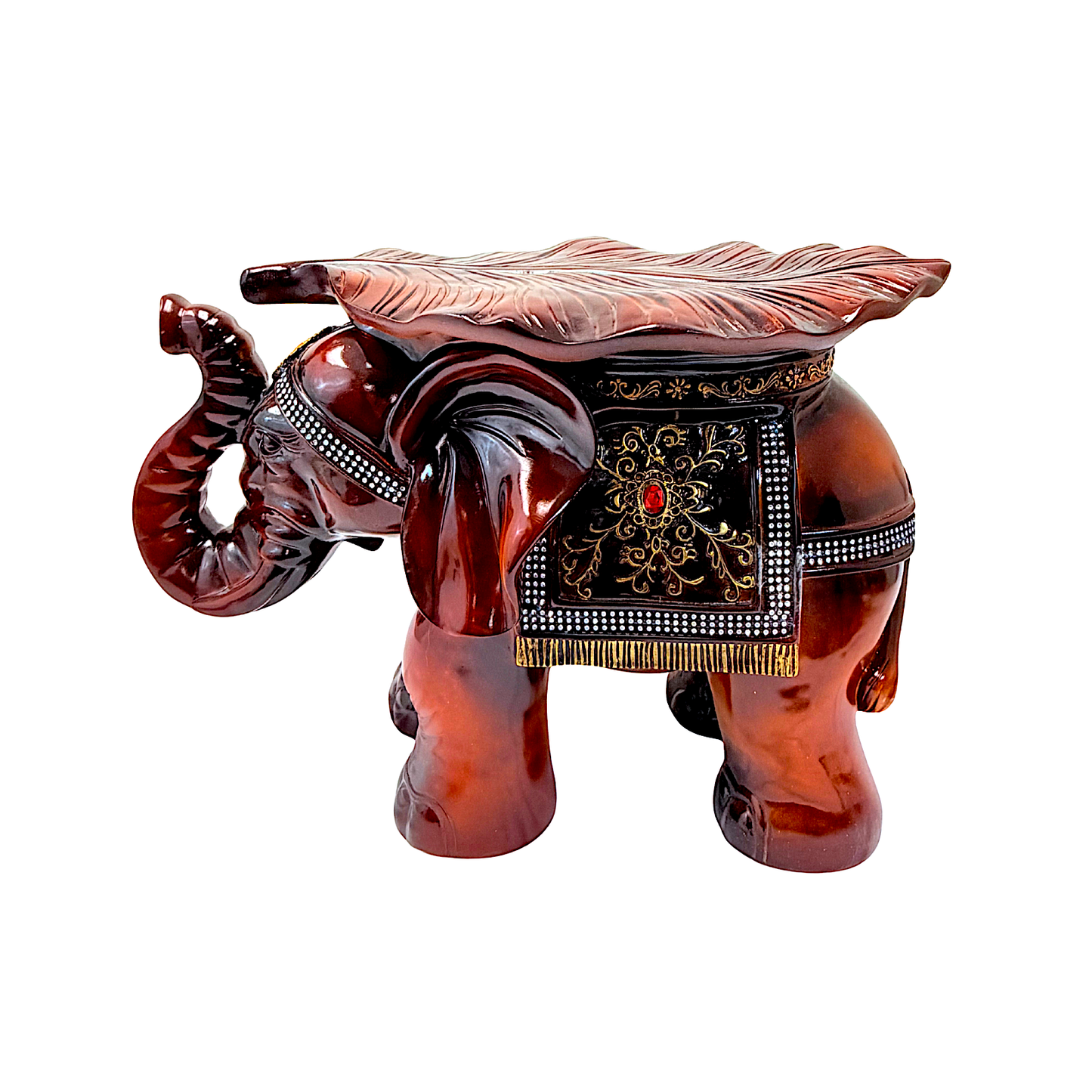 Elephant side table with leaf top (MOQ=ea)