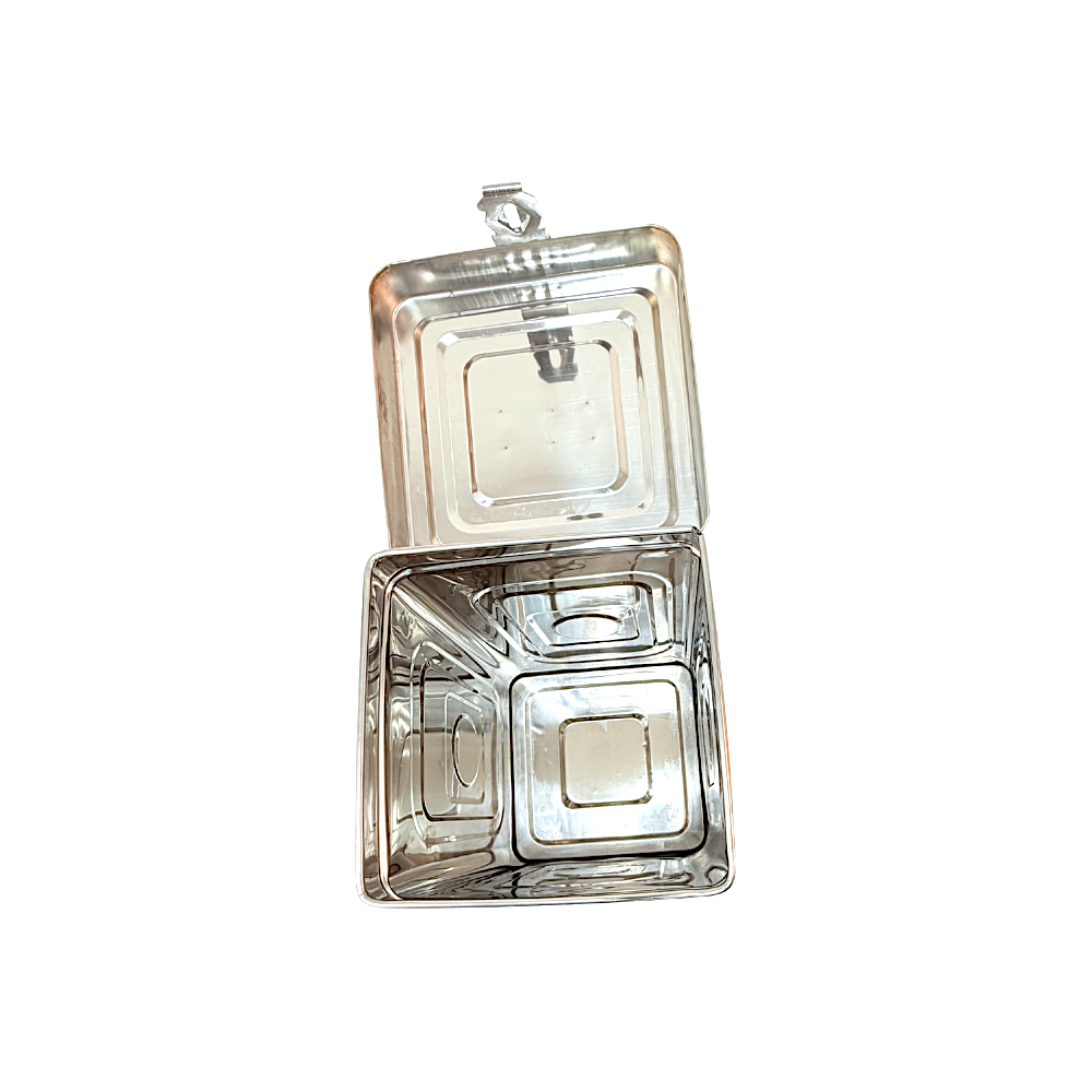 Container Square (Set of 5) Stainless steel with lid (25", 23",20", 18", 15.5" length)