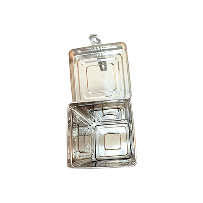 Container Square (Set of 5) Stainless steel with lid (25", 23",20", 18", 15.5" length)