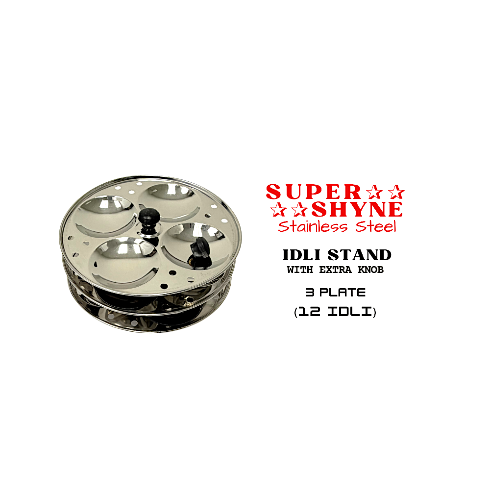 Stainless steel Idli Stand makes 12 large idlis (3 plate) (MOQ=ea)
