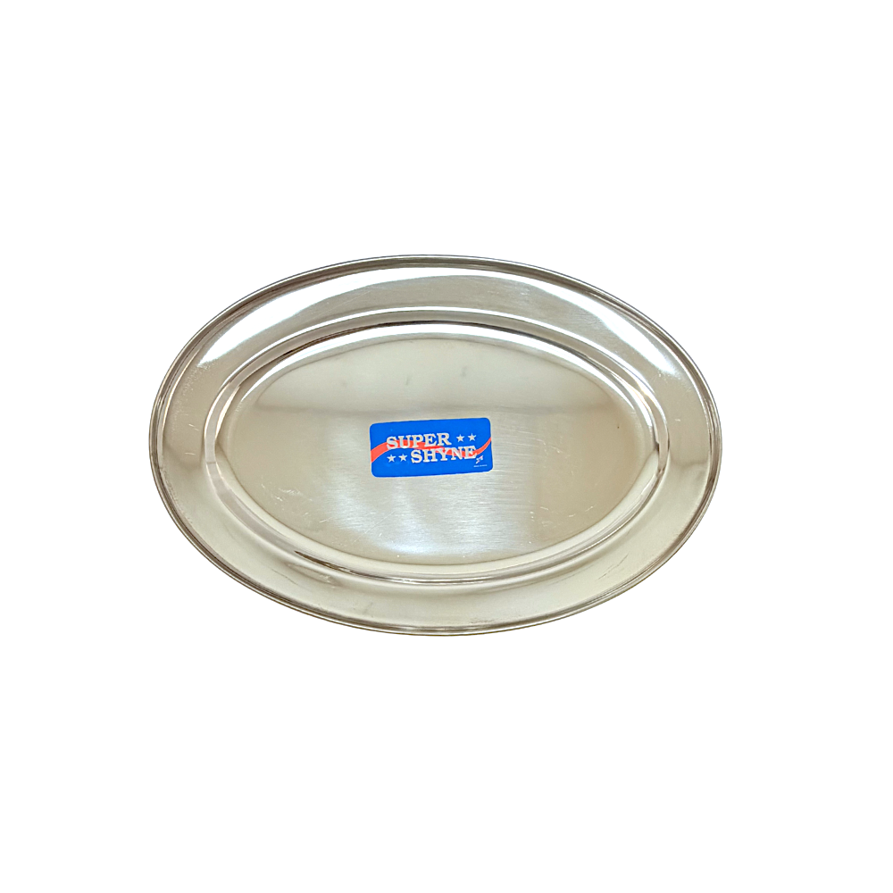 Rice Tray Steel Oval L 14 inch W 9 inch  (MOQ=ea)