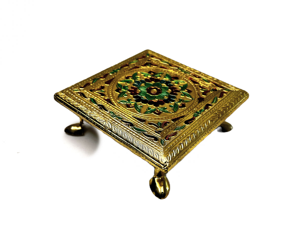 6" square Brass Meena (handwork)80752266666 (MOQ=ea)