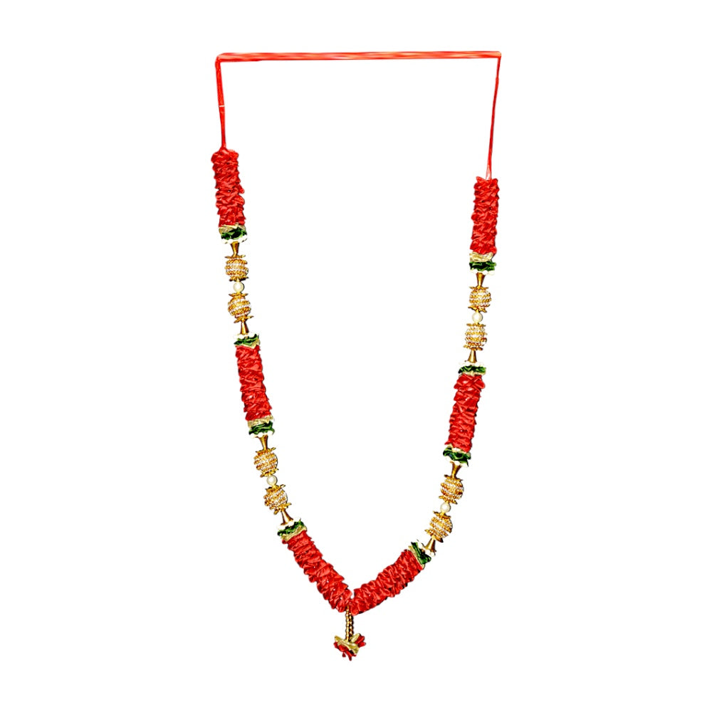 Garland 21 inch with gold stops and satin ruffles  (assorted colors) (dz)