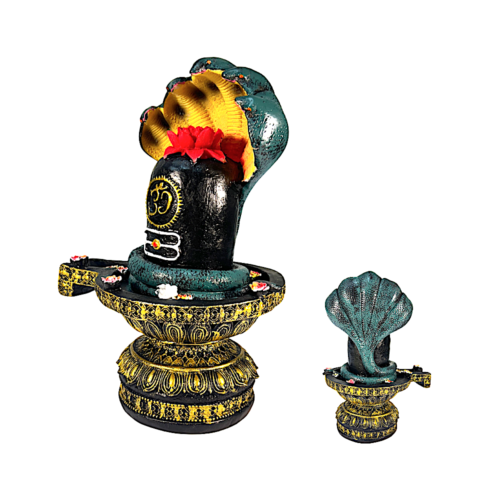 Shiviling 10"  with Naagraj and flower on top   8385 (MOQ=ea)