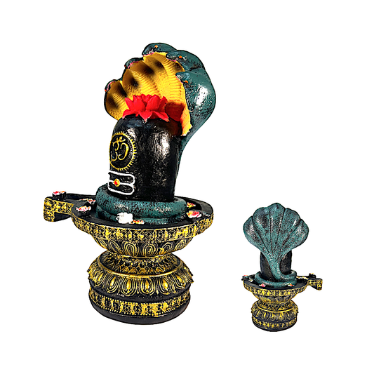 Shiviling 10"  with Naagraj and flower on top   8385 (MOQ=ea)