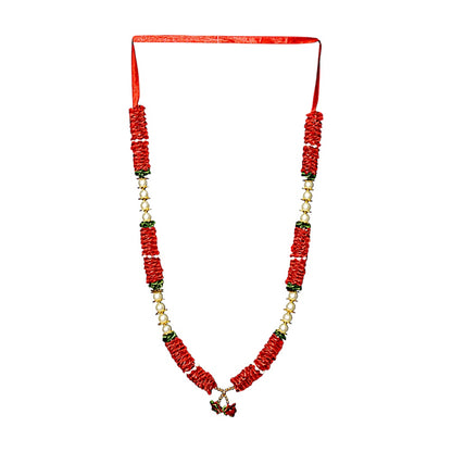 Garland 21 inch with pearls and satin ruffles  (assorted colors) (MOQ=dz)
