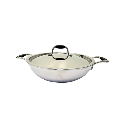 Wok 3 ply 18/8 steel with Steel lid 4 Qt   (MOQ=ea)