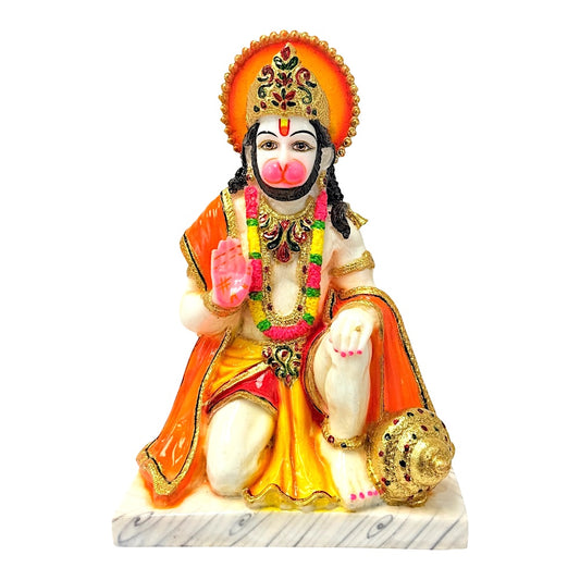 Hanuman, colored and gold, marble dust 12" (MOQ=ea)