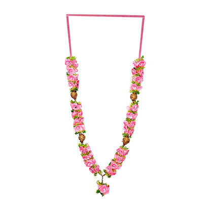 Garland 22 inch with disco stops and satin roses  (assorted colors) (MOQ=dz)
