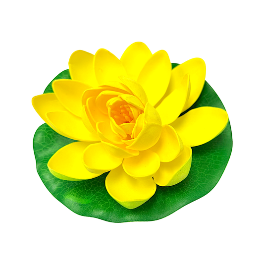 Plastic Lotus flower on lily pad 7 inches-assorted colors (MOQ=2dz)
