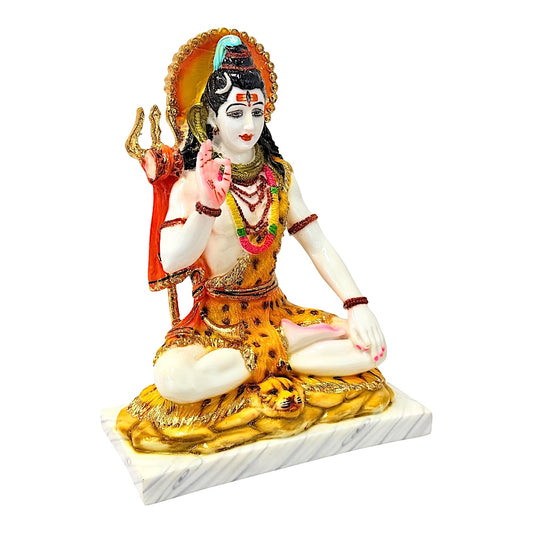 Lord Shiva white and gold, marble dust 10" (MOQ=ea)