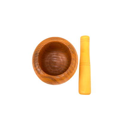 Pestle Mortar wood Bamboo H: 4" w:3.5" (MOQ=ea)