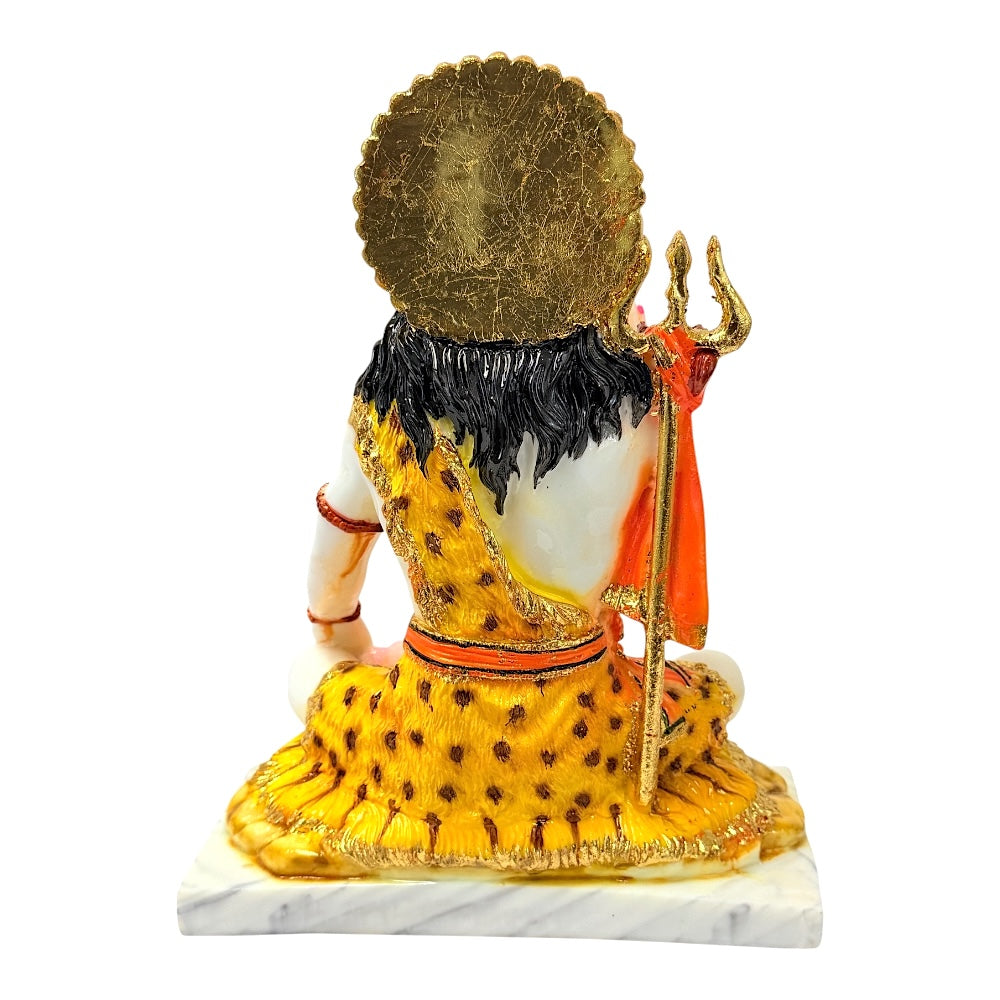 Lord Shiva white and gold, marble dust 10" (MOQ=ea)