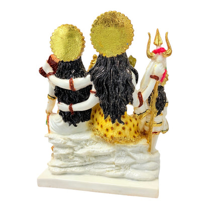 Shiva Family white and gold, marble dust 12" (MOQ=ea)