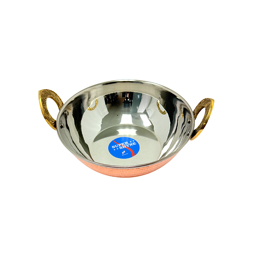 Copperexterior/ steel interior serving Karahi (wok), (MOQ=ea)