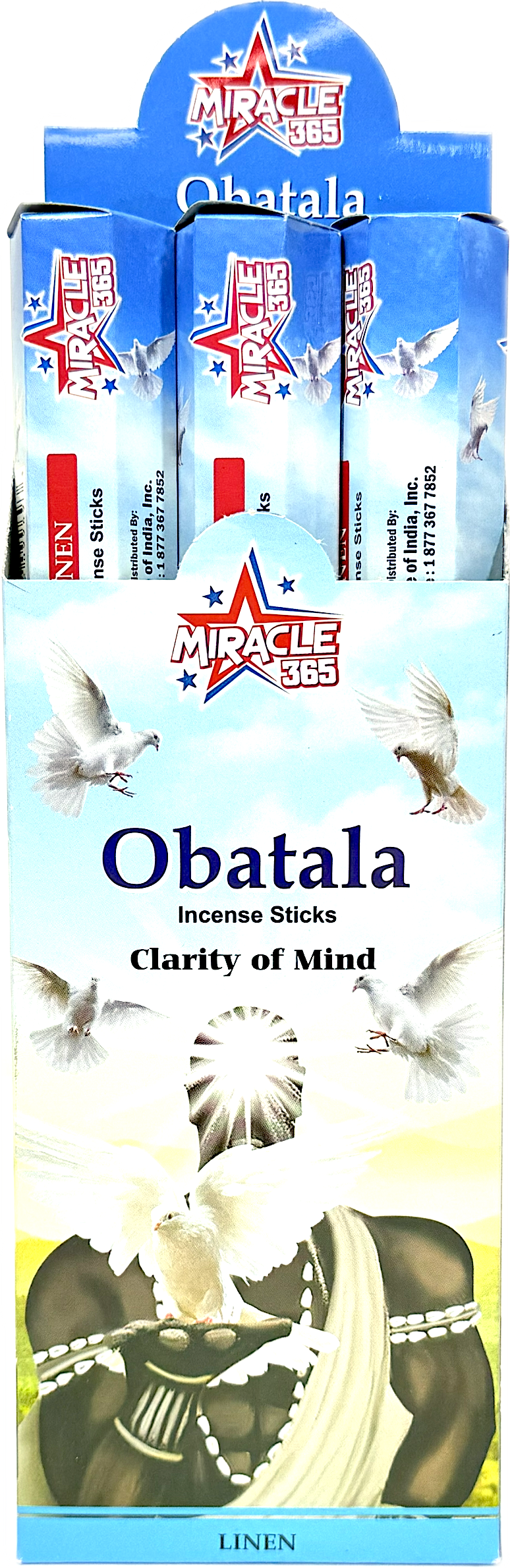 Miracle 365 Obatala incense   (6 tubes of 20 sticks) frag Linen (MOQ=10pc)