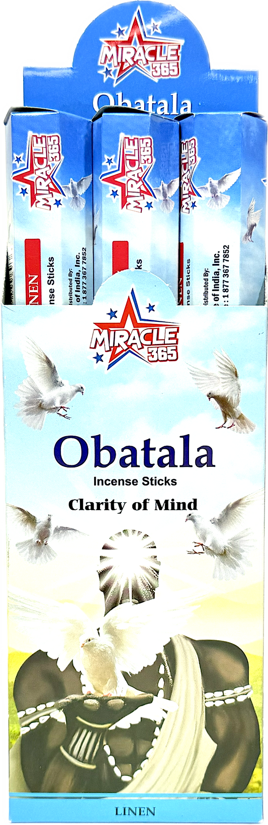 Miracle 365 Obatala incense   (6 tubes of 20 sticks) frag Linen (MOQ=10pc)