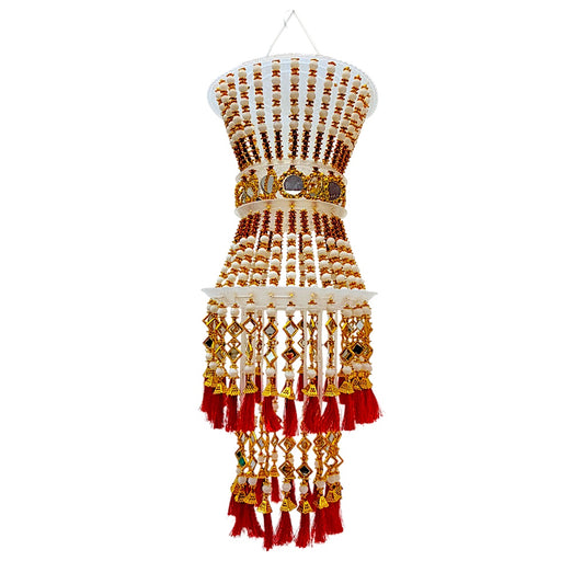 Decorative Beaded with glass, Jhumar Style Hanging Decor, (Assorted Colors) 29 inches (MOQ=ea)