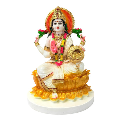 Laxmi, white and gold, marble dust 15" (MOQ=ea)