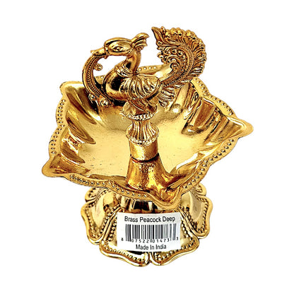 Brass Peacock stand with 5 diyas 3.5 " (MOQ=ea)