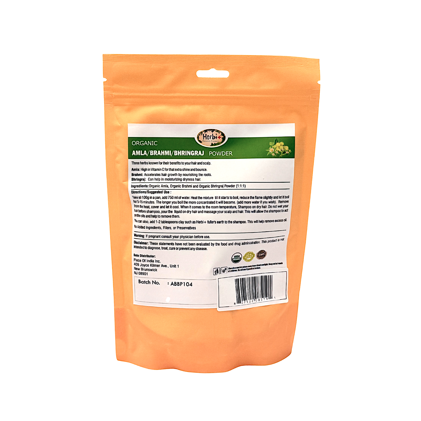 Organic Amla Brahmi/Bringraj powder 200g (MOQ=dz)
