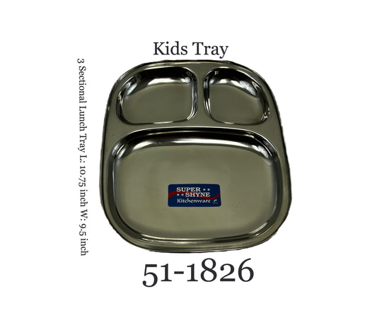 Lunch Tray Junior L10.75" W 9.5" 3 sectional  (MOQ=ea)