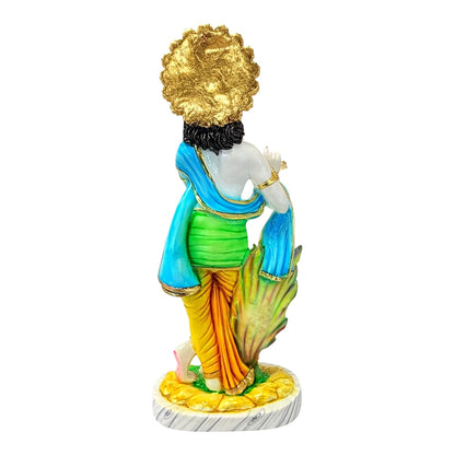 Krishna, colored and gold, marble dust 15" (MOQ=ea)