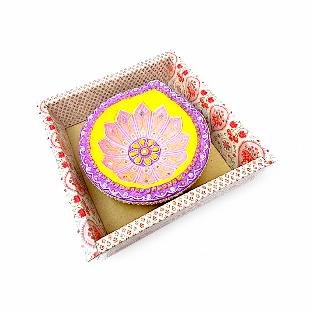 1 pc Happy Diwali Akhand Diya, colorful  assorted designs (MOQ=ea)