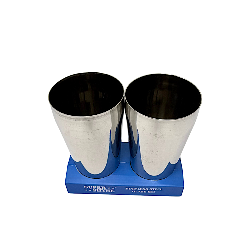 SS Stainless Steel Lassi Glass - Set Of 2 (MOQ=.ea)