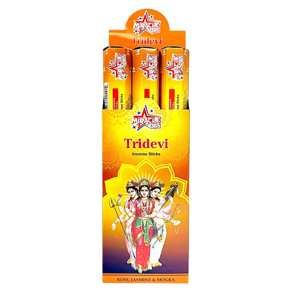 Miracle 365 Tridevi (6 tubes of 20 incense sticks each) rose jasmin mogra (MOQ=10pc)
