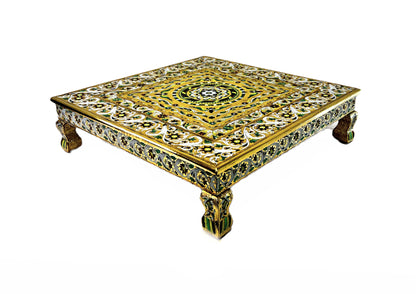 Bajat (table with short legs) Brass meena design 24" square (MOQ=ea)