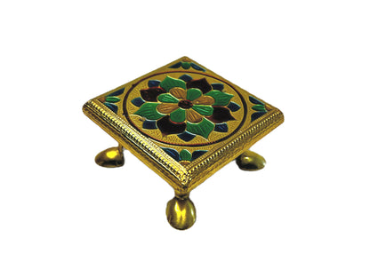 Chauki (pedestle or Bajat) 4" square Brass meena 80752260404 (MOQ=ea)