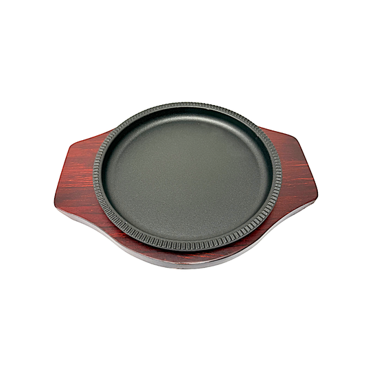 Sizzler Cast iron round Dia: 10"  wood base (MOQ=ea)