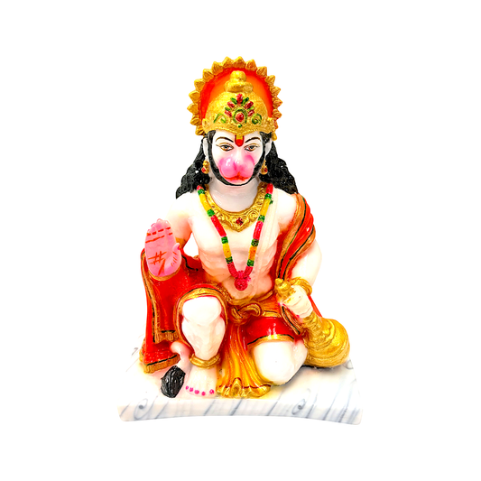 Lord Hanuman Blessing, colorful marble dust,  9 inches (MOQ=ea)