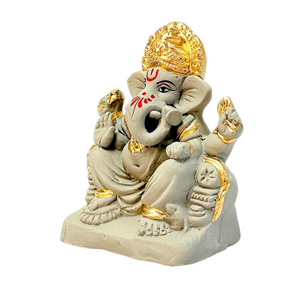 Eco-Friendly Clay Ganesha, clay and gold color 4" (MOQ=36 pcs)