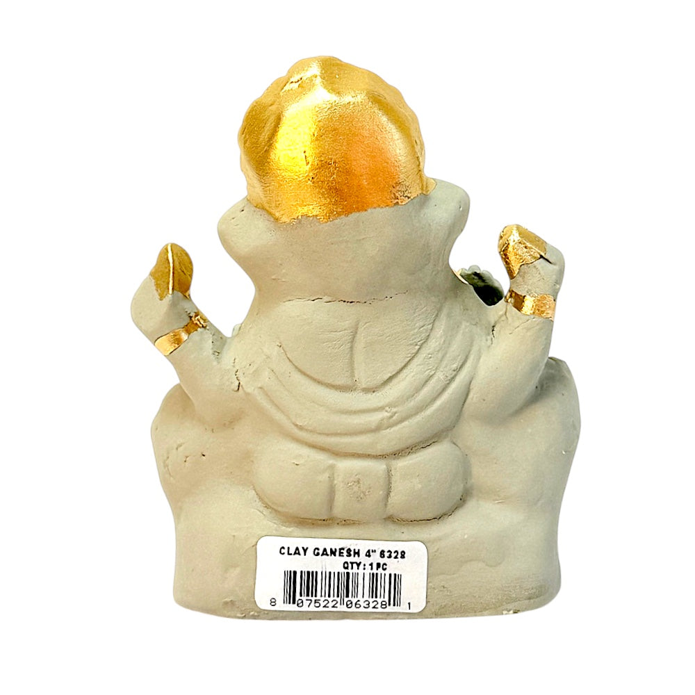 Eco-Friendly Clay Ganesha, clay and gold color 4" (MOQ=36 pcs)