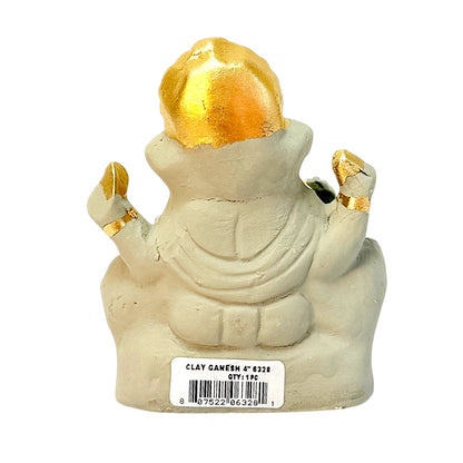Eco-Friendly Clay Ganesha, clay and gold color 4" (MOQ=36 pcs)