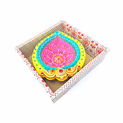 1 pc Happy Diwali Akhand Diya, colorful  assorted designs (MOQ=ea)