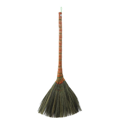 Hand held bristle broom with thick handle