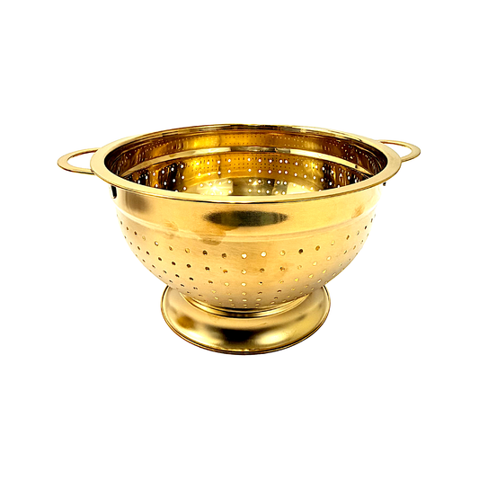 Colander steel, deep, gold color,  handle on both sides 10" diameter (UOM=10pc)