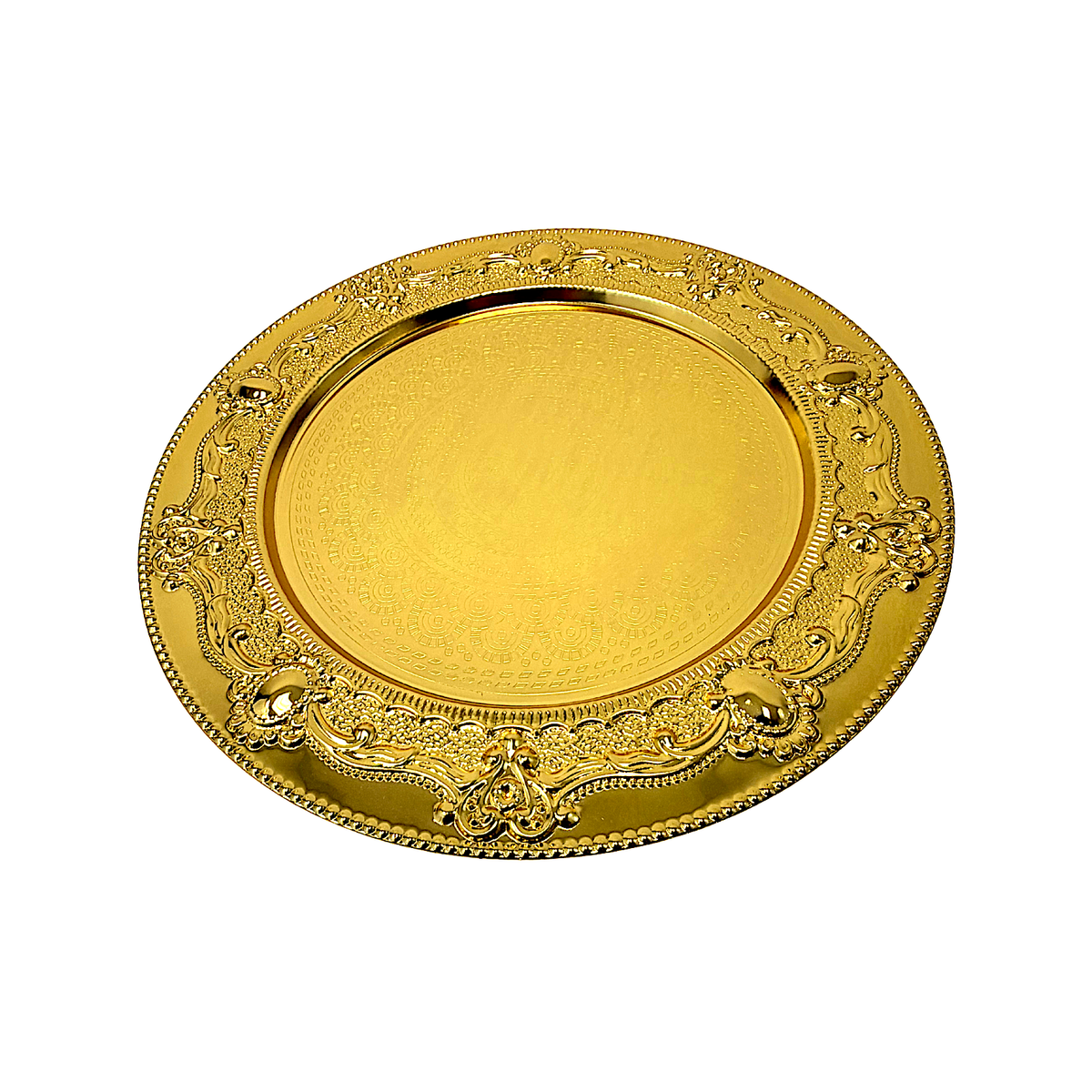 Metallic round decorative plate in gold 12.5" (MOQ=6pc)