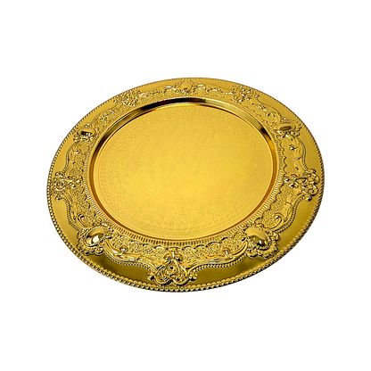 Metallic round decorative plate in gold 12.5" (MOQ=6pc)