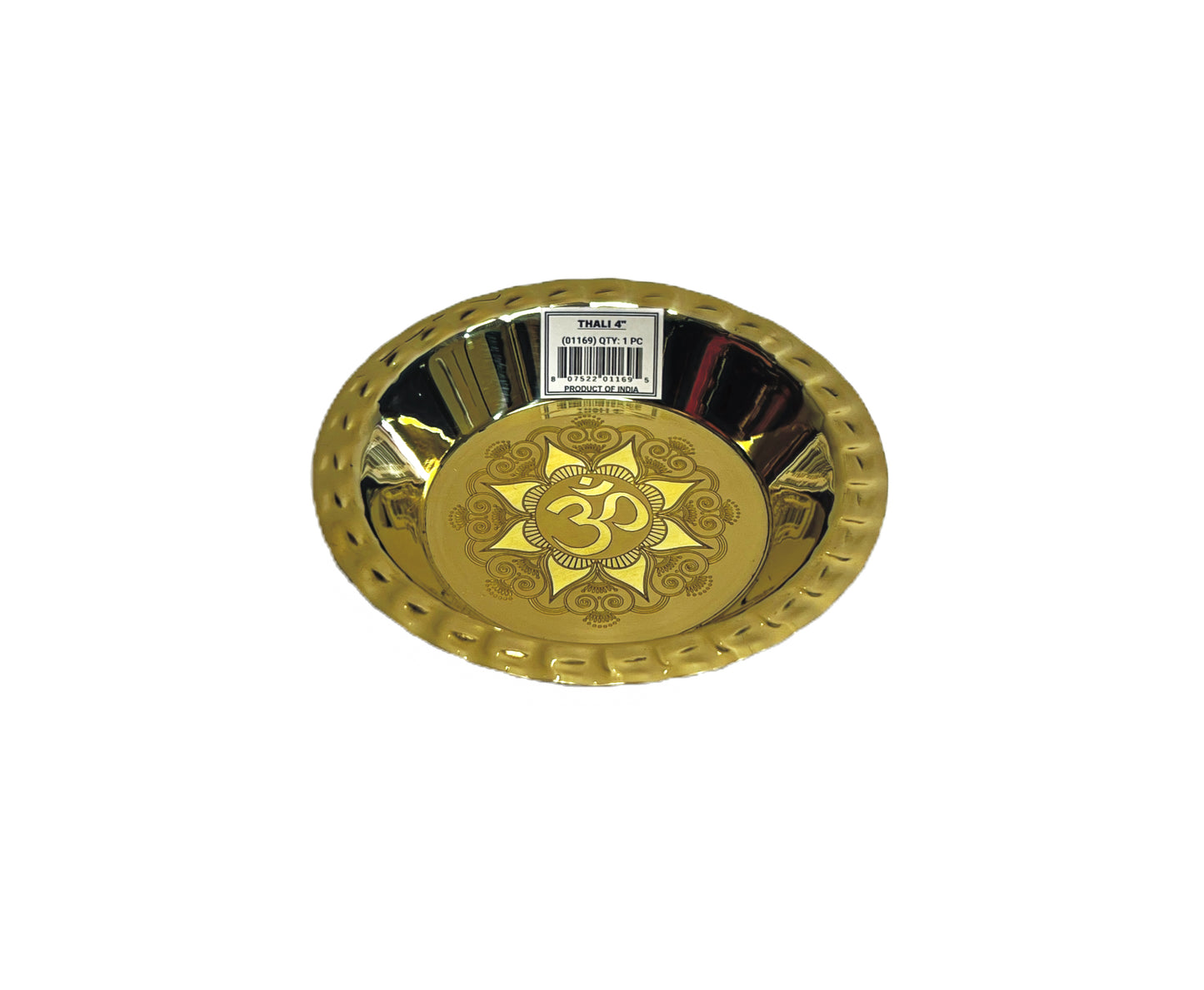 Item: B1169 Brass Thali (tray) 4" with god engraving (MOQ=ea)