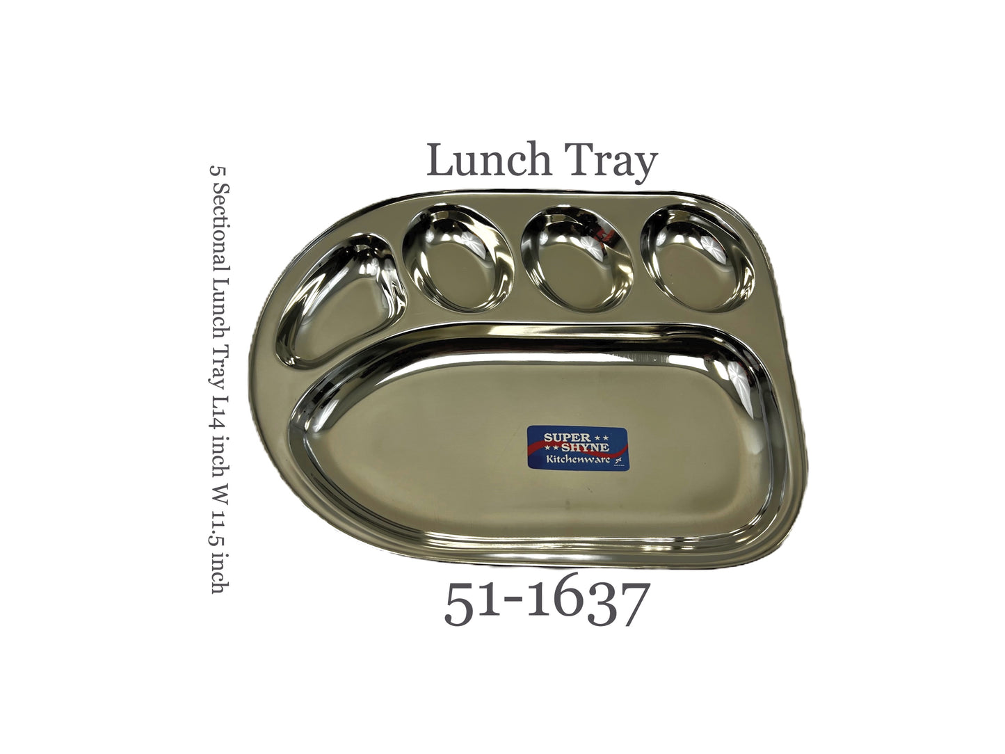 Lunch Tray U Shape 6 sectional 13.5"  (MOQ=ea)