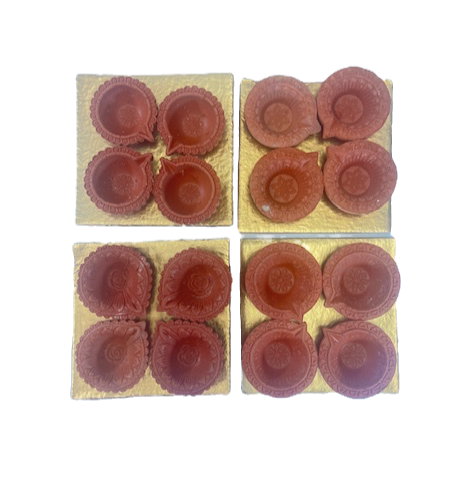 4 pack natural color 3 designs 2.5 inch diya (MOQ=36pc)