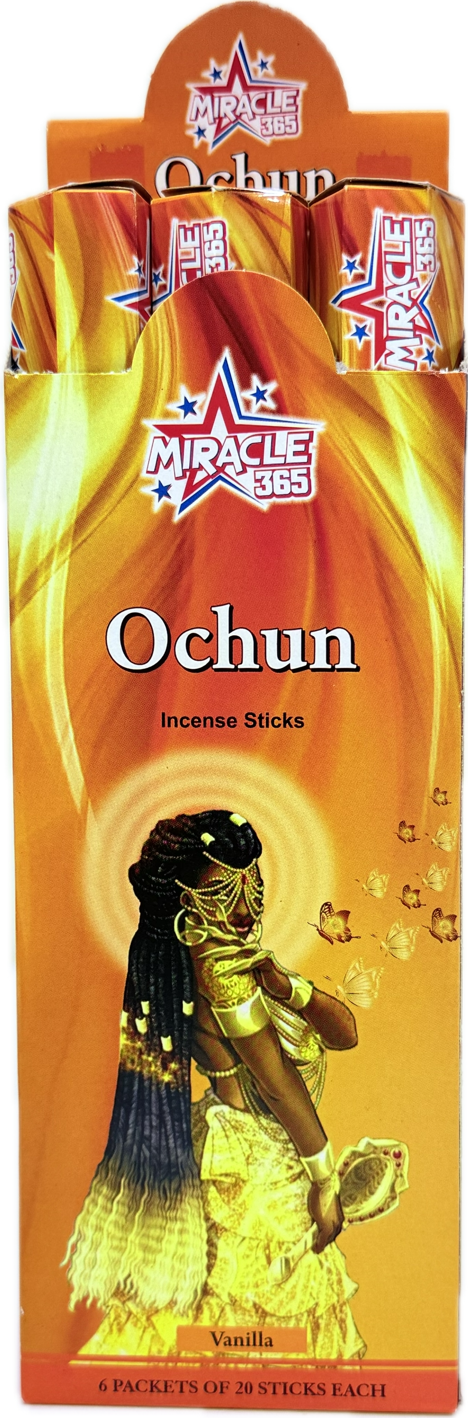 Ochun incense sticks (6 tubes of 20 sticks each) Vanilla (MOQ=10pc)