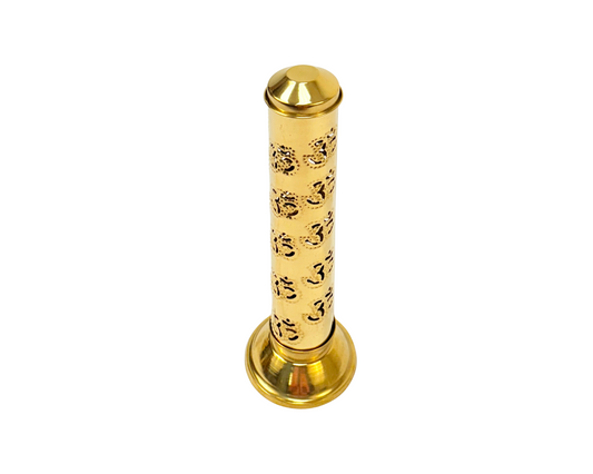 Brass Tower Incense Burner with Om, 11" (MOQ=dz)