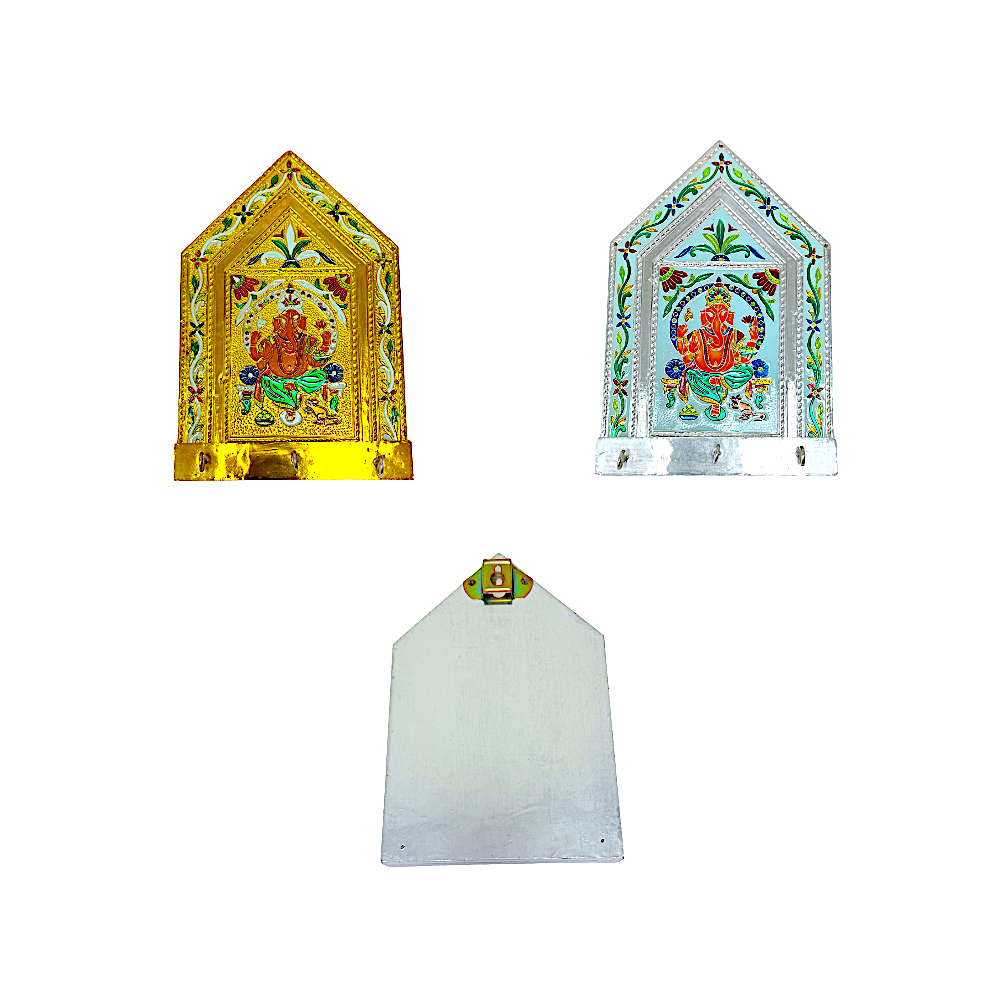 Ganesh key holder brass meena (MOQ=ea)