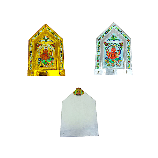 Ganesh key holder brass meena (MOQ=ea)